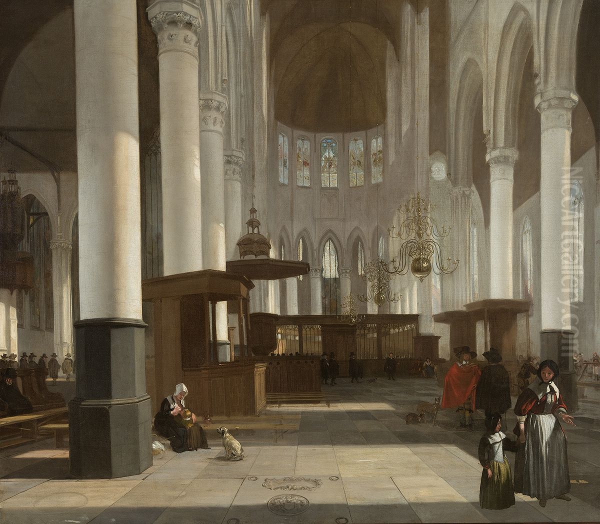 Interieur Oude Kerk Amsterdam Oil Painting by Emanuel de Witte