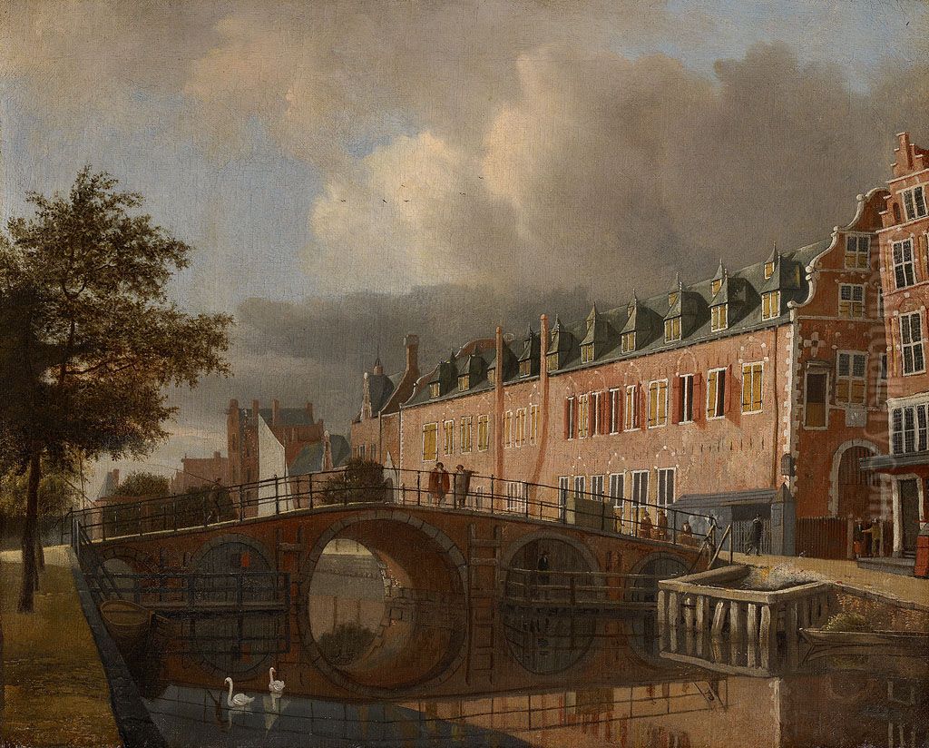 De Kloveniersburgwal met het Bushuis Oil Painting by Jan van Kessel