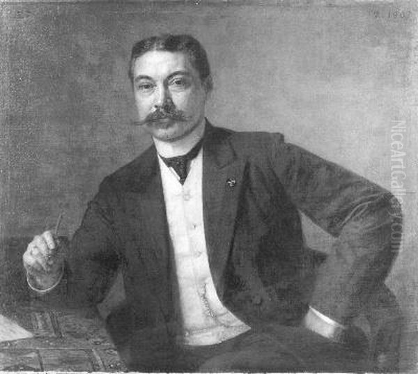 Mr.dr. W.F. van Leeuwen (1860-1930), burgemeester van Amsterdam (1901-1909) Oil Painting by Jan Veth