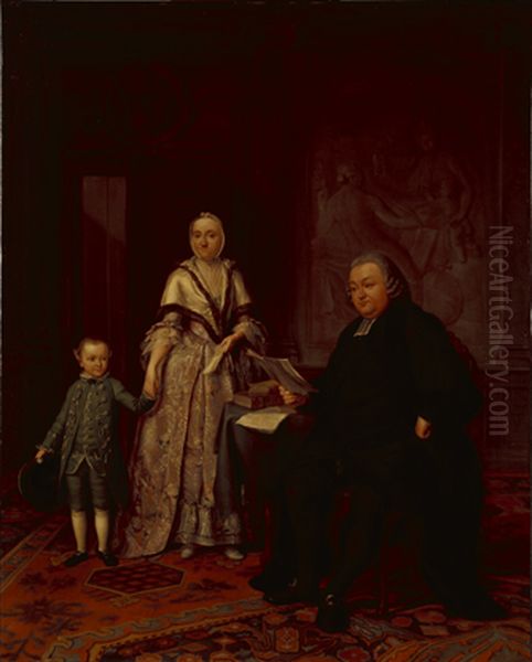 Didericus van der Kemp (1731-1780), zijn echtgenote Margaretha E. van de Wall en hun zoon Johannes Cornelis (1768-1823) Oil Painting by Nicolaes Muys
