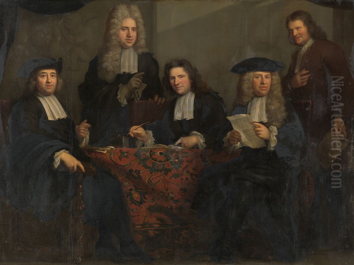 De regenten van het Spin- en Nieuwe Werkhuis Oil Painting by Arnold Boonen