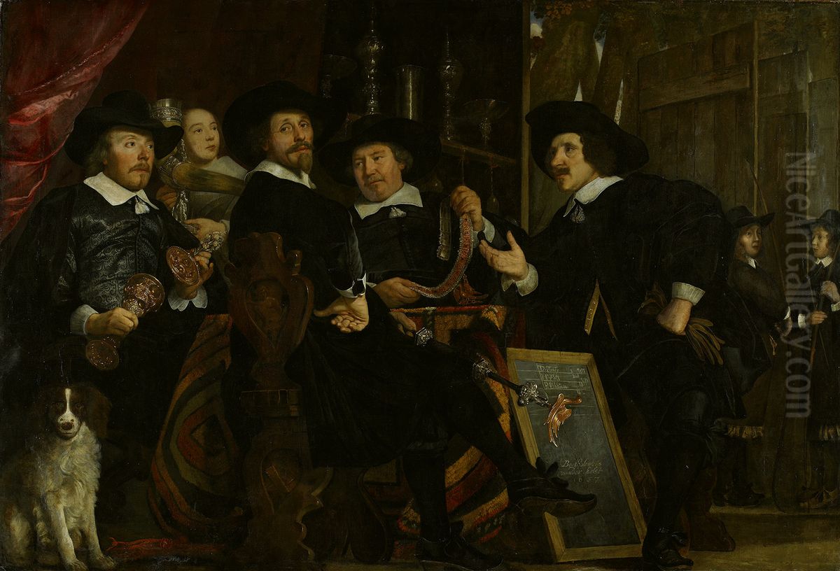 De overlieden van de Handboogdoelen-De vier overlieden van de Handboog- (St Sebastiaan) doelen te Amsterdam Oil Painting by Bartholomeus Van Der Helst