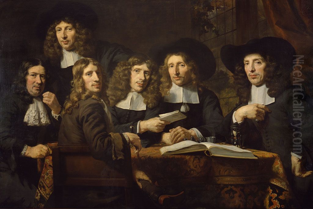 De overlieden van het Amsterdamse Chirurgijnsgilde-The Headmen of the Amsterdam Surgeons' Guild Oil Painting by Nicolaes Maes