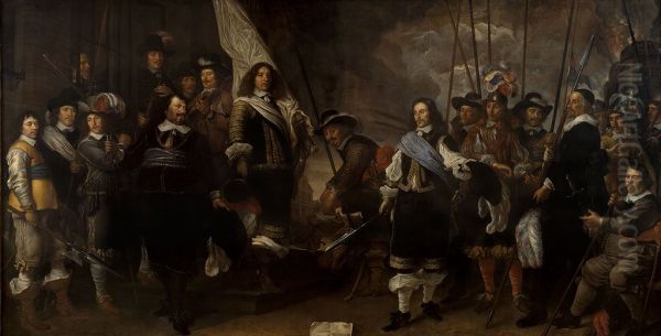 Company of captain Joan Huydecoper and luitenant Frans van Waveren Oil Painting by Govert Flinck