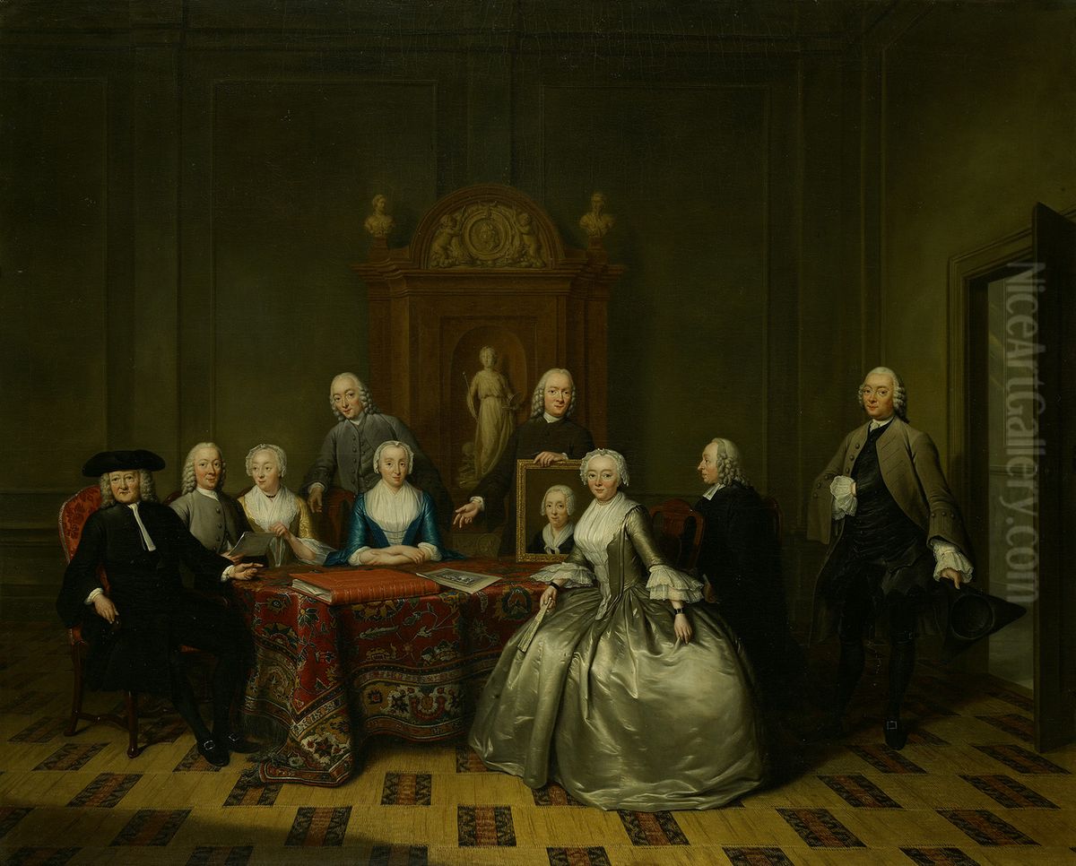 Jan de Bosch (1713-1785) en zijn familie Oil Painting by Tibout Regters