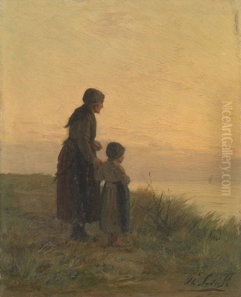 Op de duinen Oil Painting by Philip Sadee