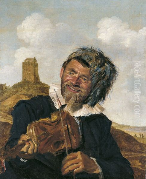 Left-handed violin player in a dune landscape Oil Painting by Frans Hals