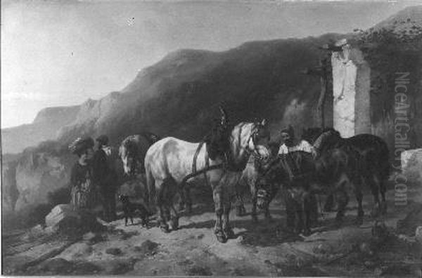 Berglandschap Oil Painting by Wouterus Verschuur