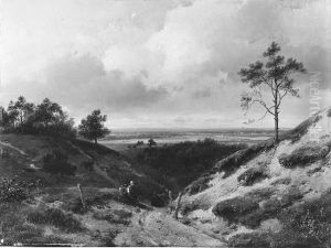 Een Gelders landschap, op de voorgrond een rustende boerin