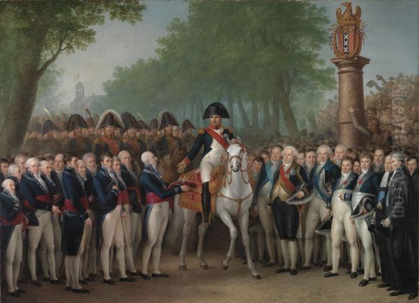 De intocht van Napoleon te Amsterdam, 9 oktober 1811 Oil Painting by Mattheus Ignatius van Bree