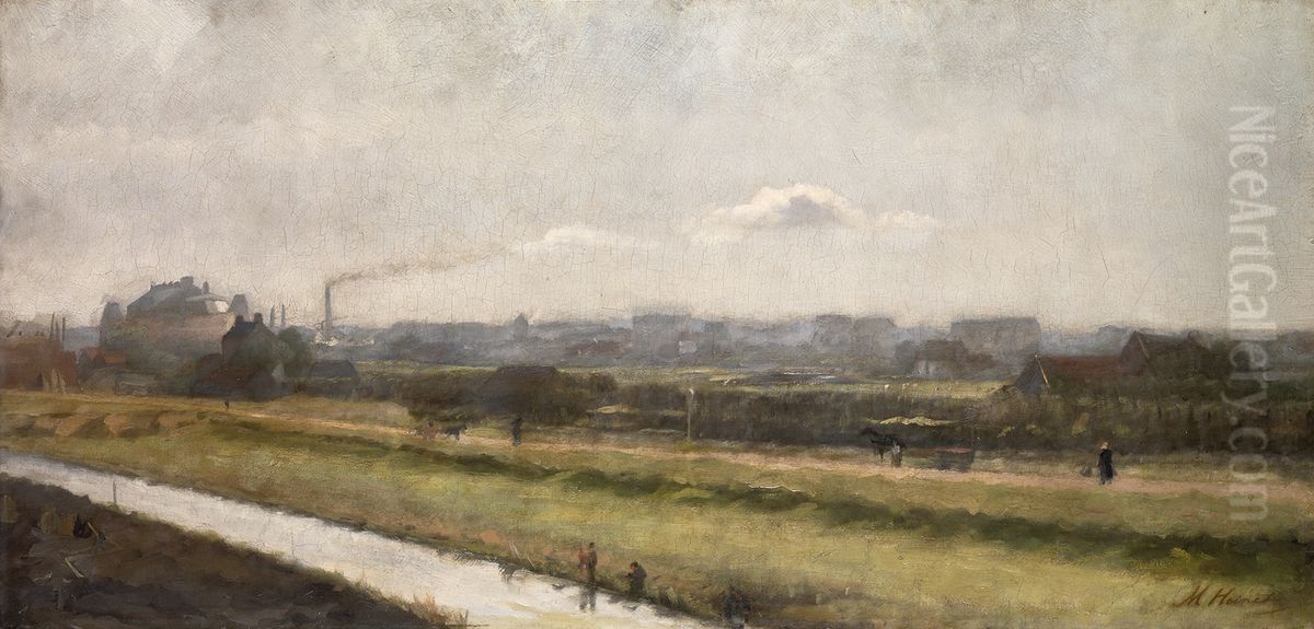 Willemsparkweg in aanbouw-De zuidrand van Amsterdam-Amsterdam, the southern outskirts Oil Painting by Marie Heineken