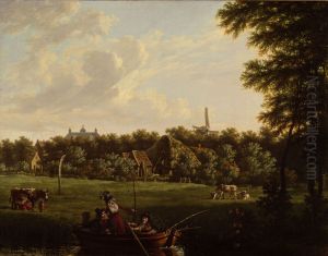 De hofstede Hartenlust met een roeiboot op de voorgrond