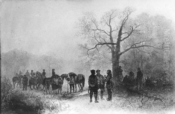 Jachtscene Oil Painting by Charles Rochussen