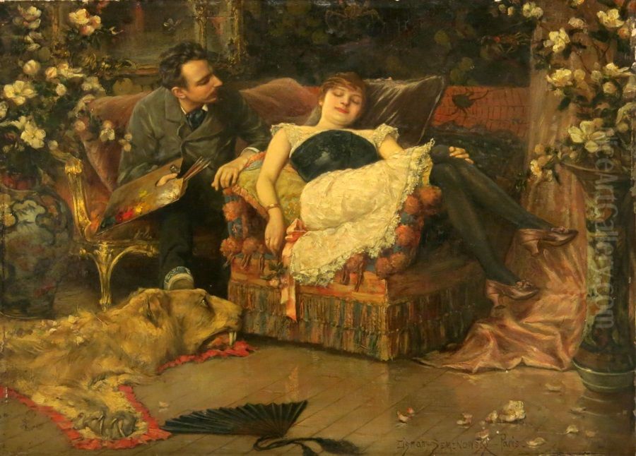 Het rustende model Oil Painting by Emile Eisman-Semenowsky