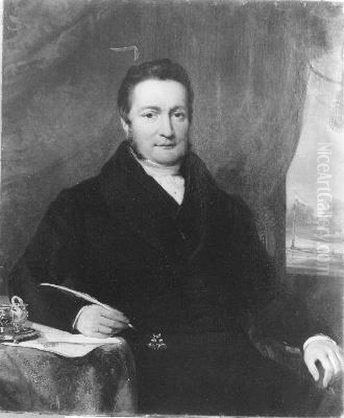 Johannes Philippus Kuchelein (1784-?), van 1816 of eerder 1844/45 kommies ter secretarie, afd. Thesaurie, te Amsterdam Oil Painting by Nicolaas Pieneman