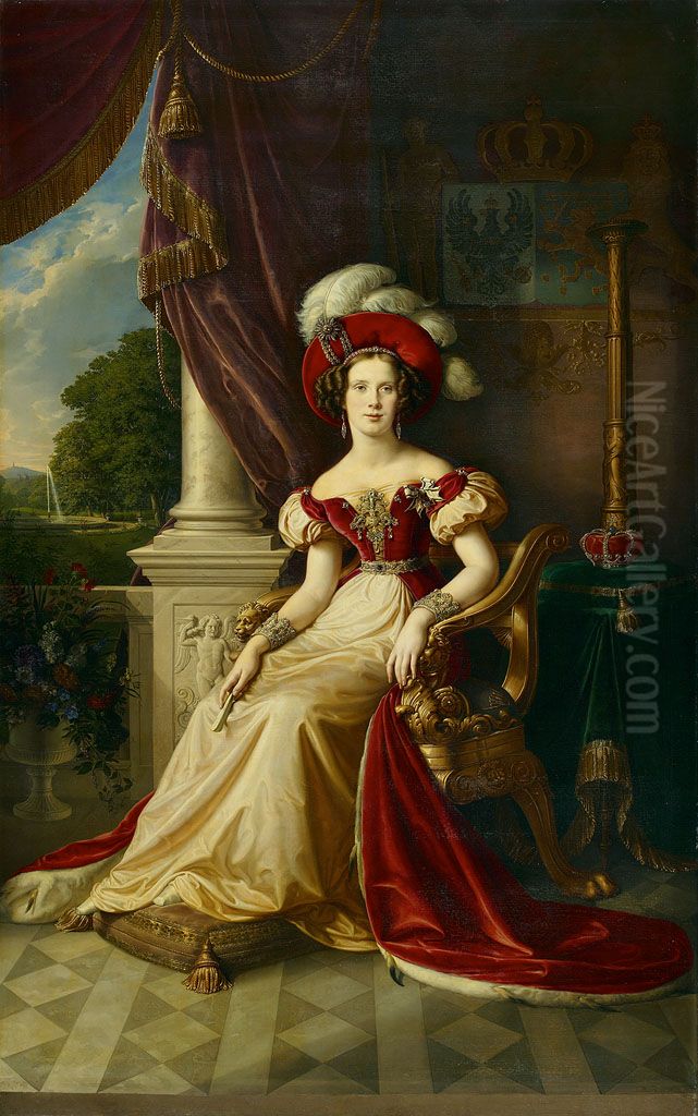 Portrait of Princess Marianne of the Netherlands (1810-1883) Oil Painting by Karl Wilhelm Wach
