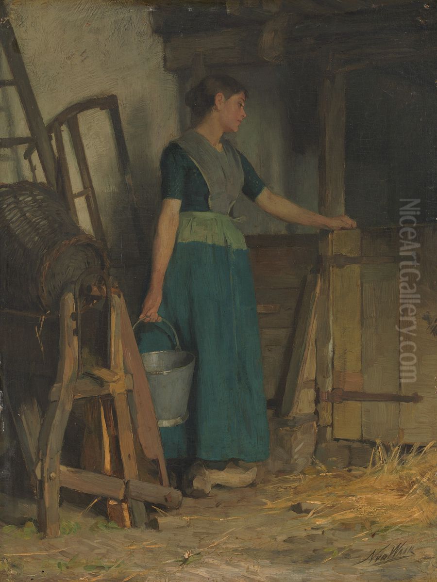 Farmer girl Oil Painting by Nicolaas Van Der Waay