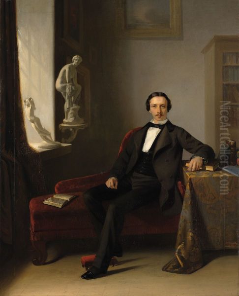 Abraham Willet aged 28 in his Study Oil Painting by Johan Georg Schwartze