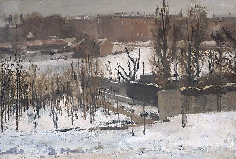 Gezicht op het Oosterpark te Amsterdam in de sneeuw Oil Painting by George Hendrik Breitner