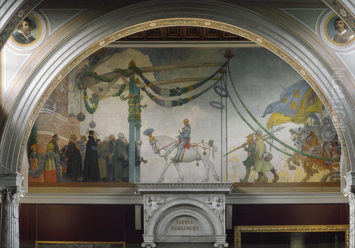 The Entry of King Gustav Vasa of Sweden into Stockholm, 1523 Oil Painting by Carl Larsson