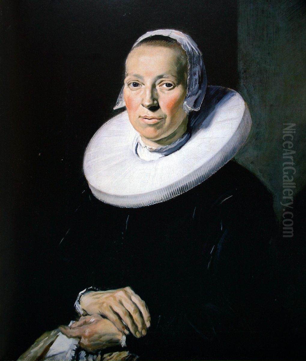 Portret van een 35-jarige vrouw met een molensteenkraag.[1] Oil Painting by Frans Hals
