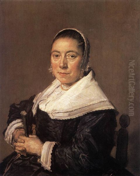 Portrait of a Seated Woman (presumedly Maria Vernatti) Oil Painting by Frans Hals