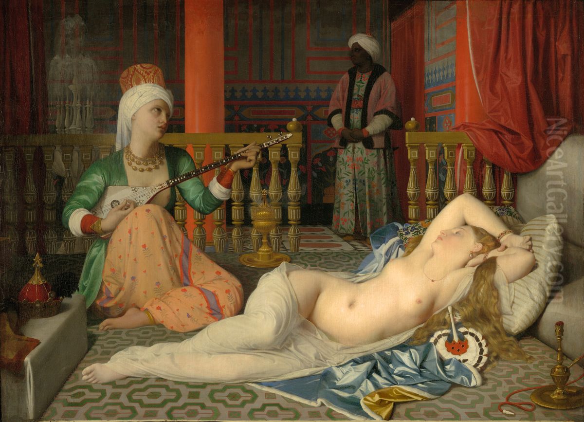 Odalisque with Slave Oil Painting by Jean Auguste Dominique Ingres Odalisque with Slave Oil Painting by Jean Auguste Dominique Ingres