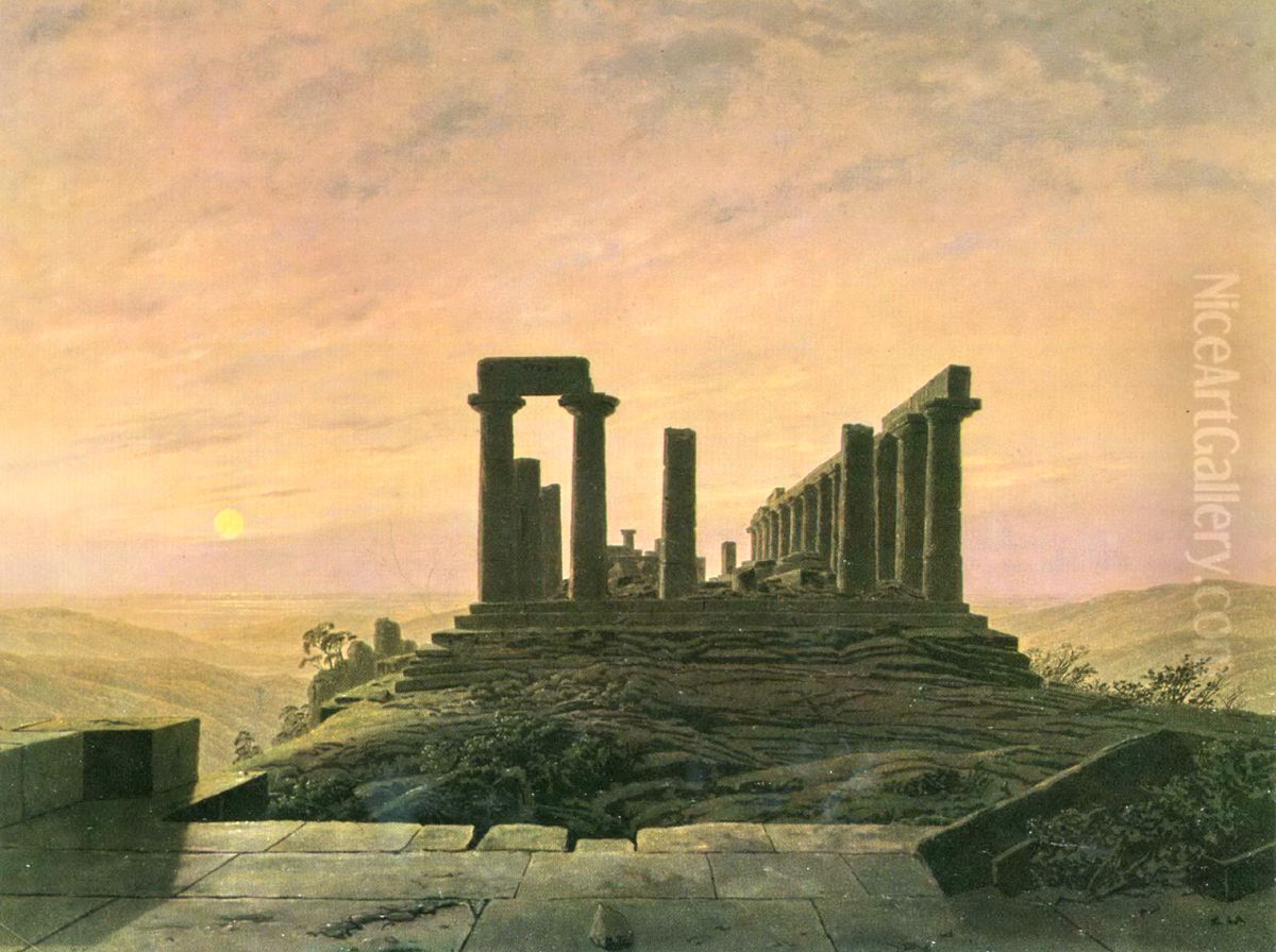 Temple ofJunoinAgrigento Oil Painting by Caspar David Friedrich
