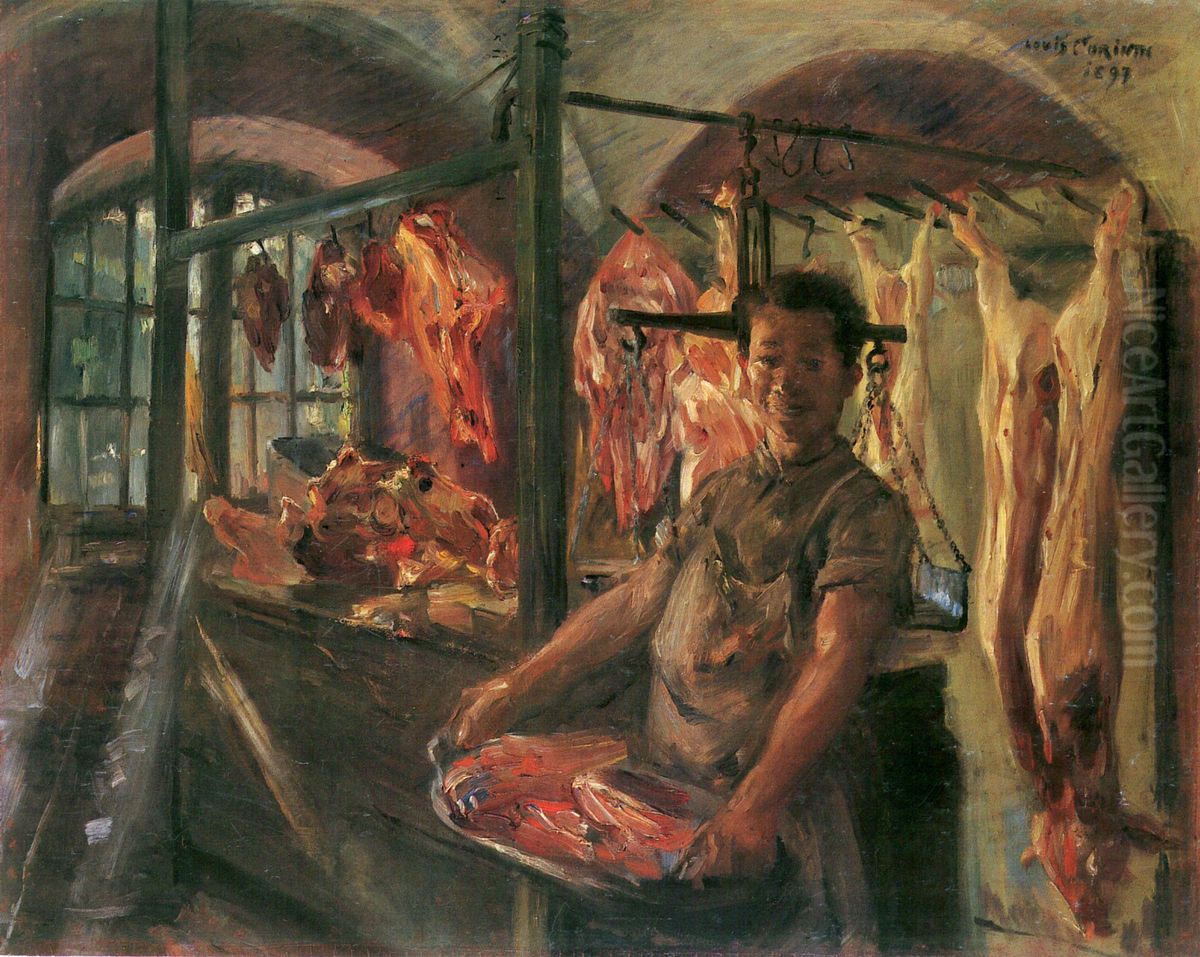 Butcher shop in Schaftlarn Oil Painting by Lovis (Franz Heinrich Louis) Corinth