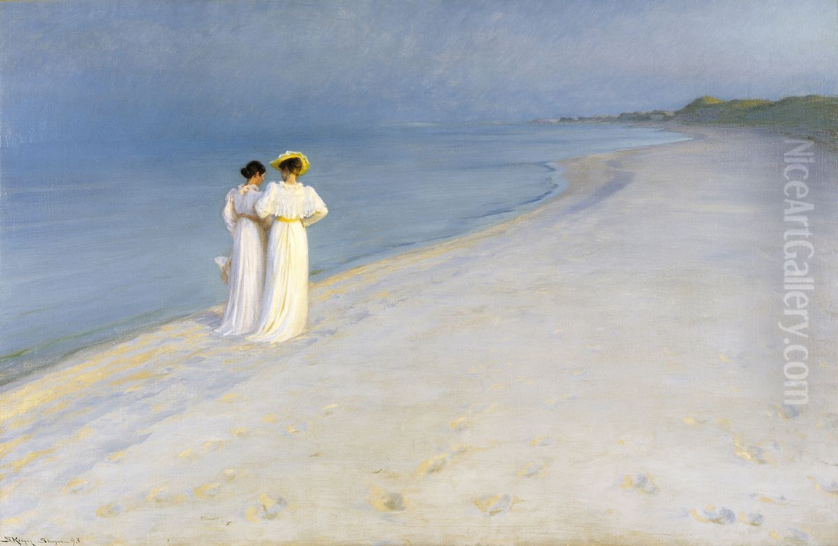 Summer Evening on the Souther Beach Oil Painting by Peder Severin Kroyer