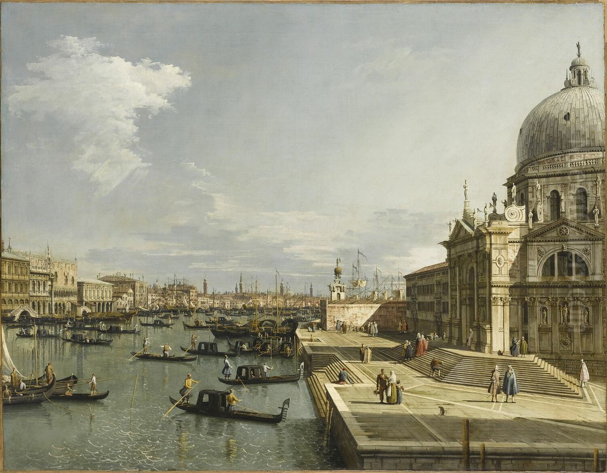 Entrance to the Grand Canal and the Church of La Salute Oil Painting by Bernardo Bellotto