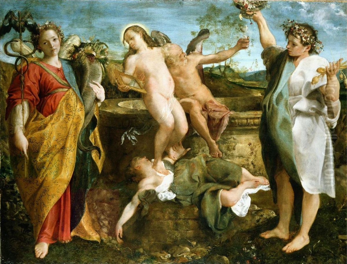 An Allegory of Truth and Time Oil Painting by Annibale Carracci