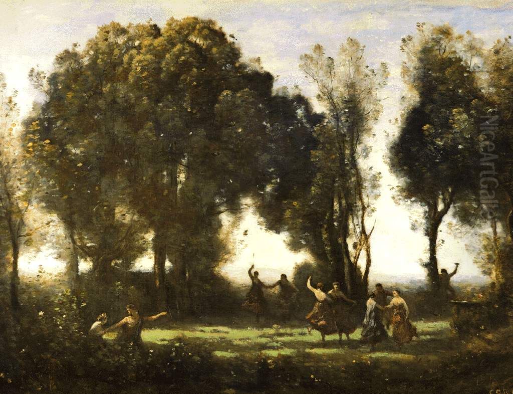 A Morning. The Dance of the Nymphs Oil Painting by Jean-Baptiste Camille Corot