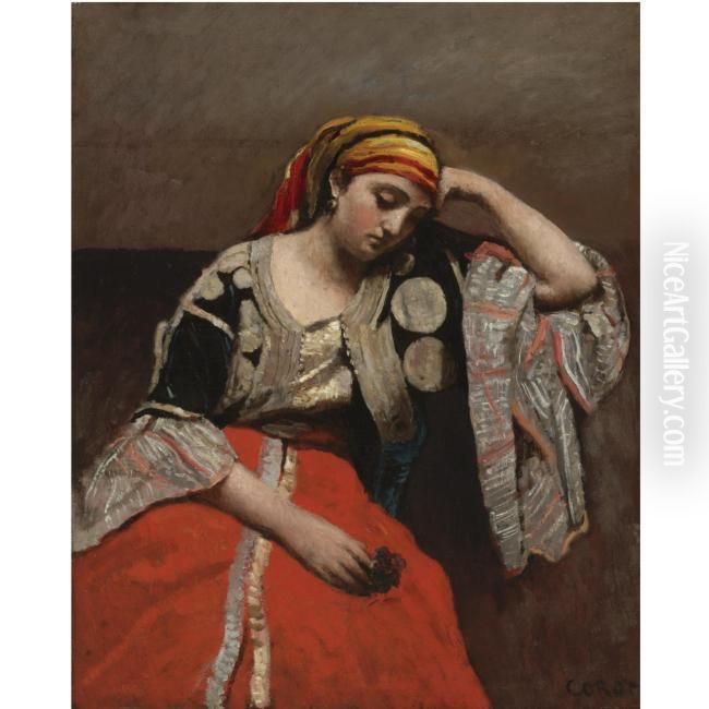 Juive d'Alger Oil Painting by Jean-Baptiste Camille Corot