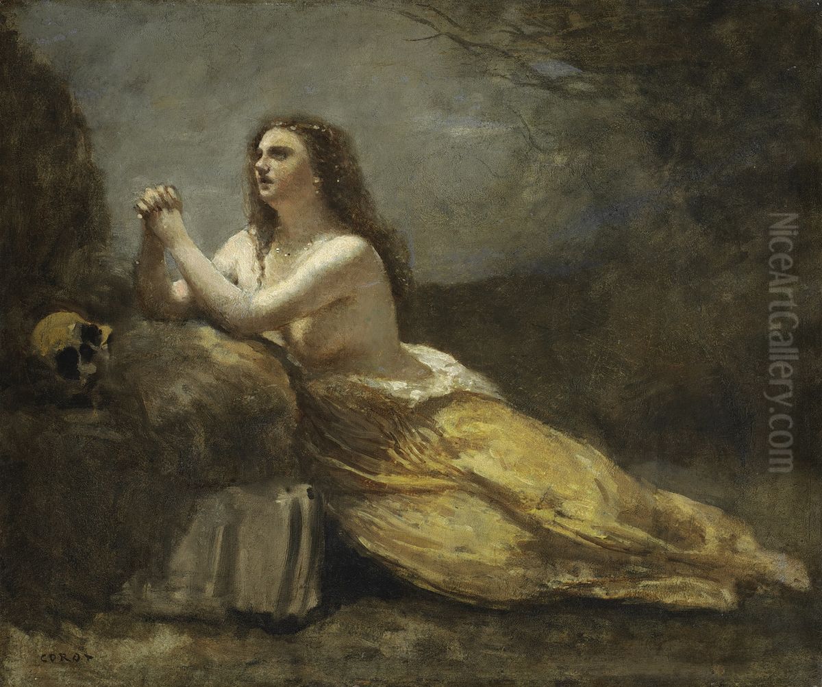 Madeleine en priere Oil Painting by Jean-Baptiste Camille Corot
