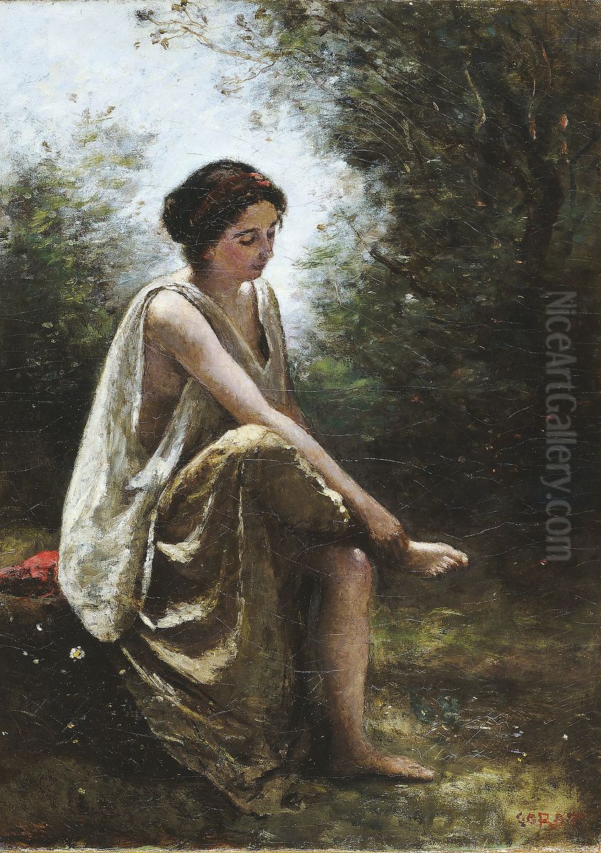 Wounded Eurydice Oil Painting by Jean-Baptiste Camille Corot
