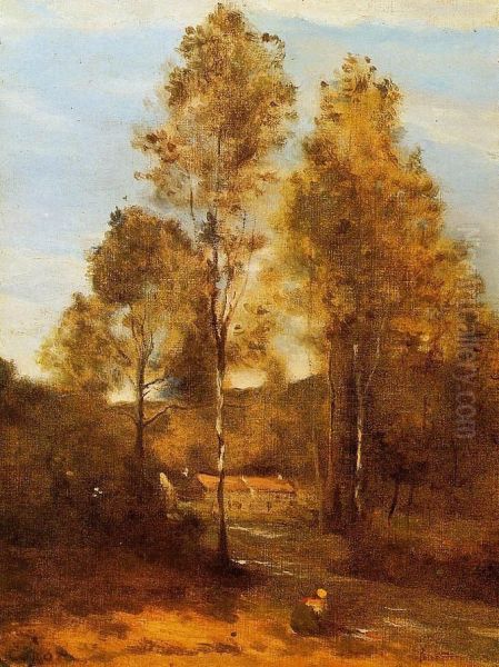 Clearing Pierre du Bois, the Evaux near Chateau-Thierry Oil Painting by Jean-Baptiste Camille Corot