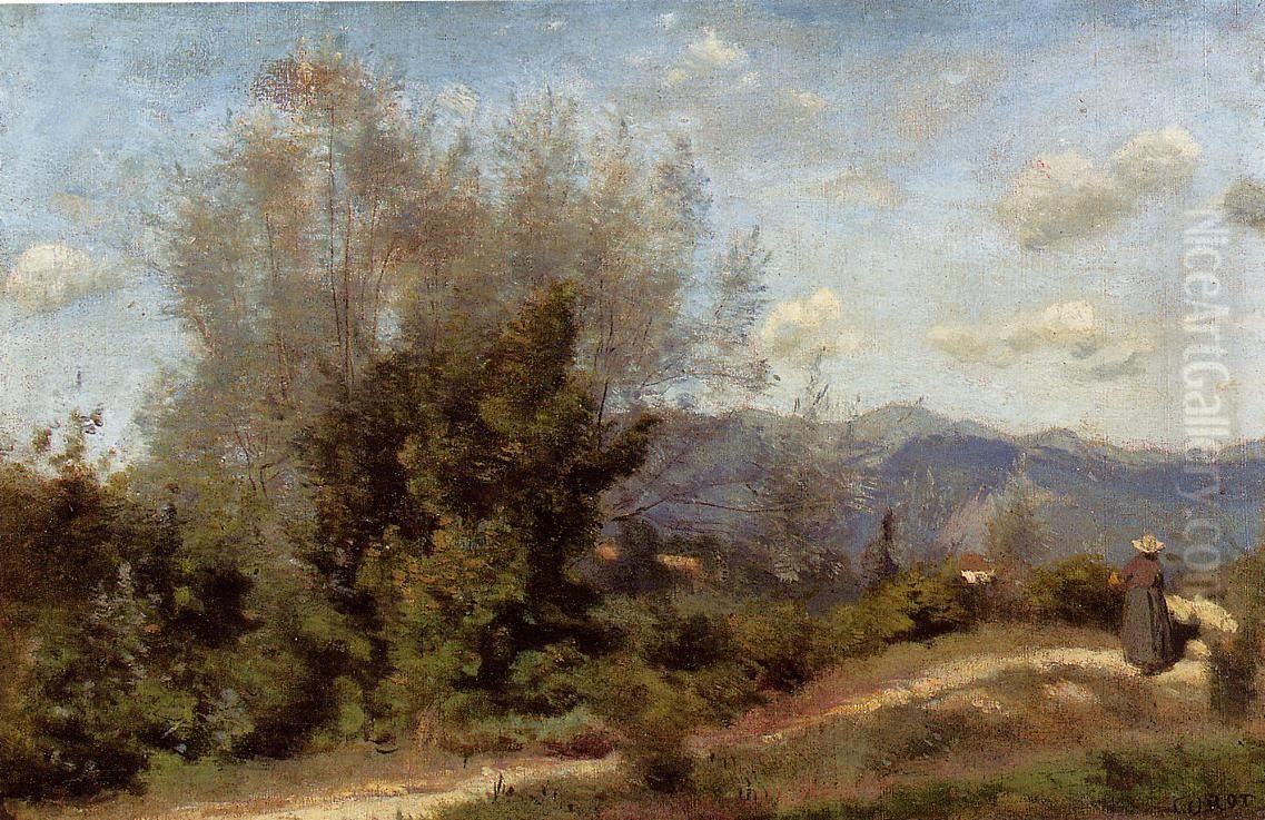 In the Vicinity of Geneva Oil Painting by Jean-Baptiste Camille Corot
