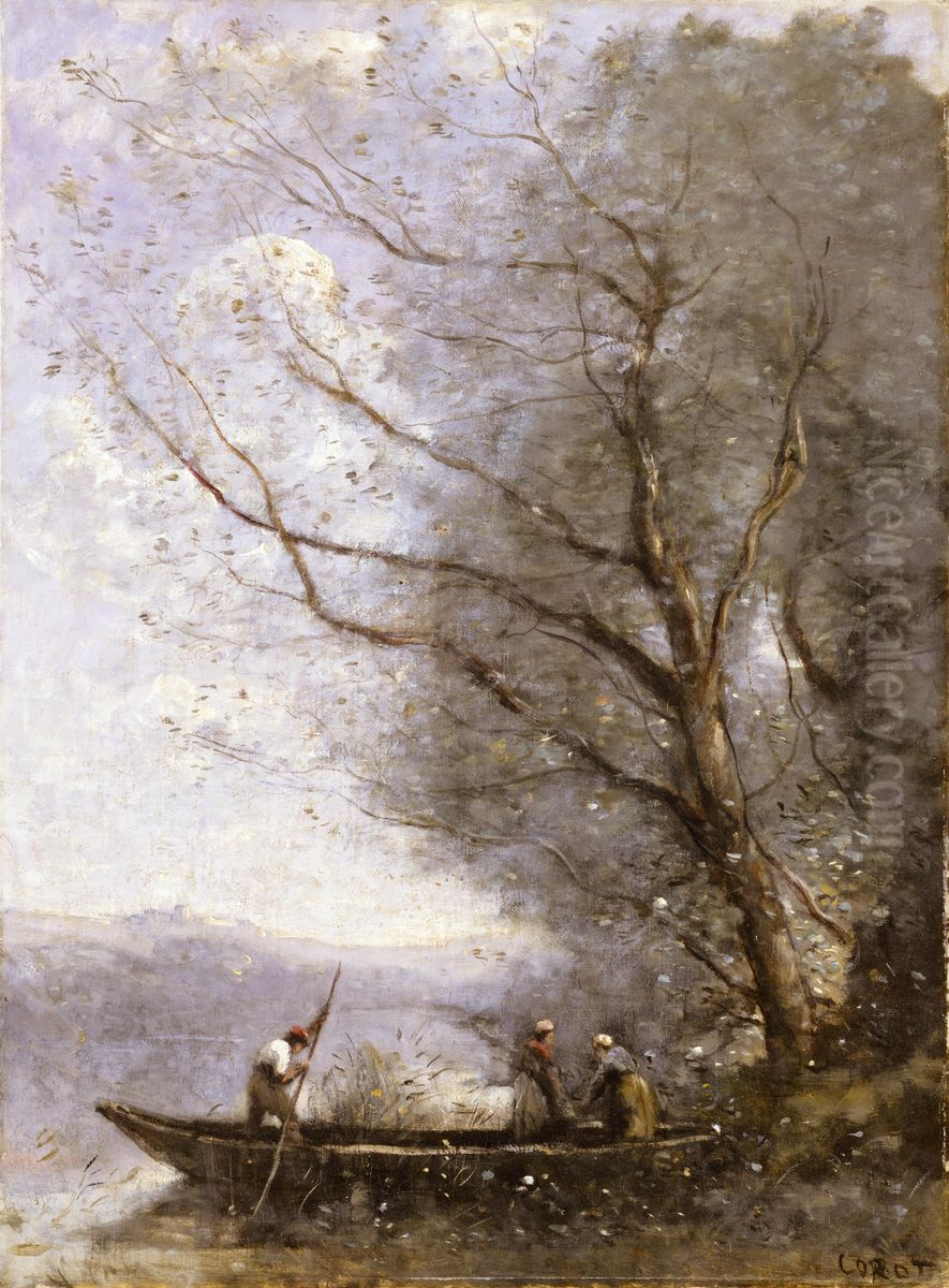The Ferryman Oil Painting by Jean-Baptiste Camille Corot