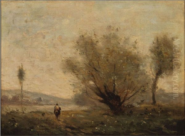 Landscape near Ville d'Avray Oil Painting by Jean-Baptiste Camille Corot