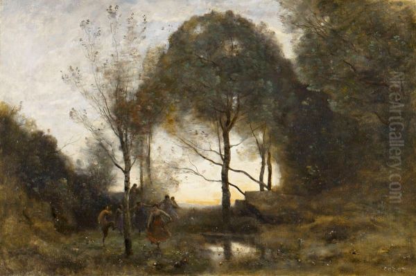 Nymphes and Fauns Oil Painting by Jean-Baptiste Camille Corot