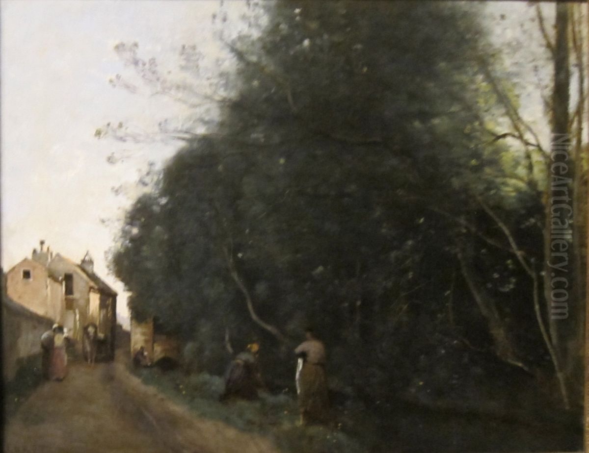 Aiserey, Cote-d'Or Oil Painting by Jean-Baptiste Camille Corot
