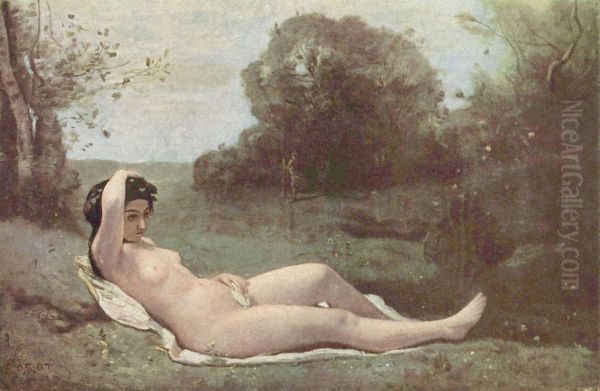 Jeune fille en vert Oil Painting by Jean-Baptiste Camille Corot