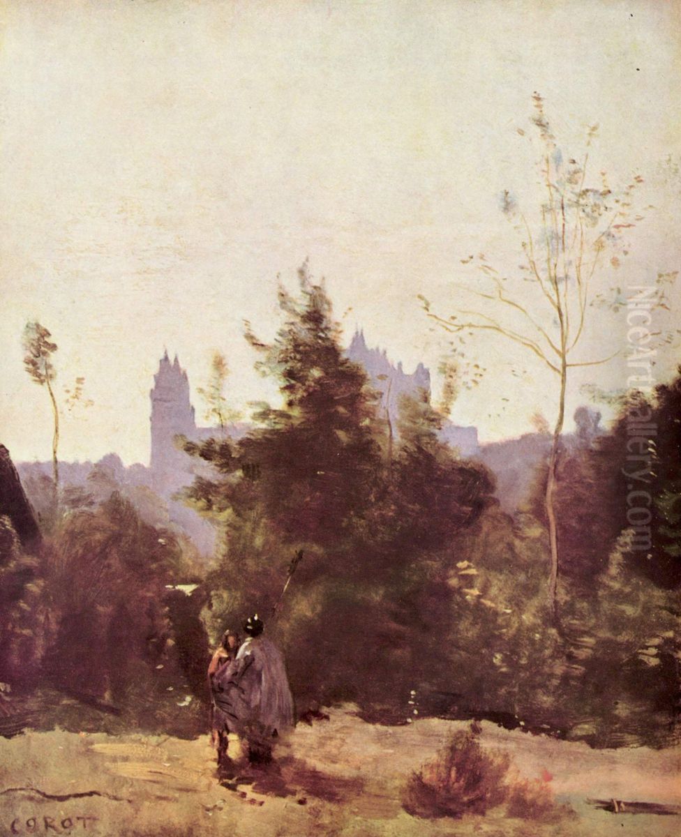Souvenir de Pierrefonds Oil Painting by Jean-Baptiste Camille Corot