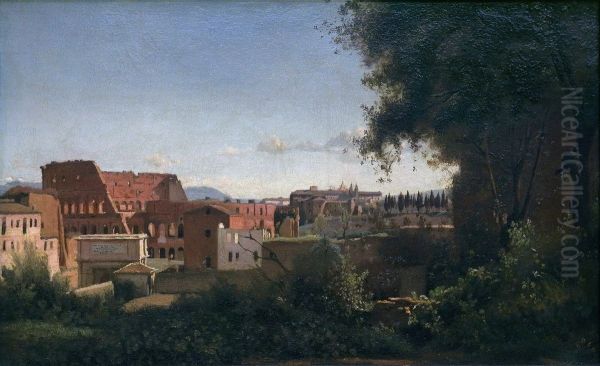 Le Colisee vu des jardins Farnese. Oil Painting by Jean-Baptiste Camille Corot