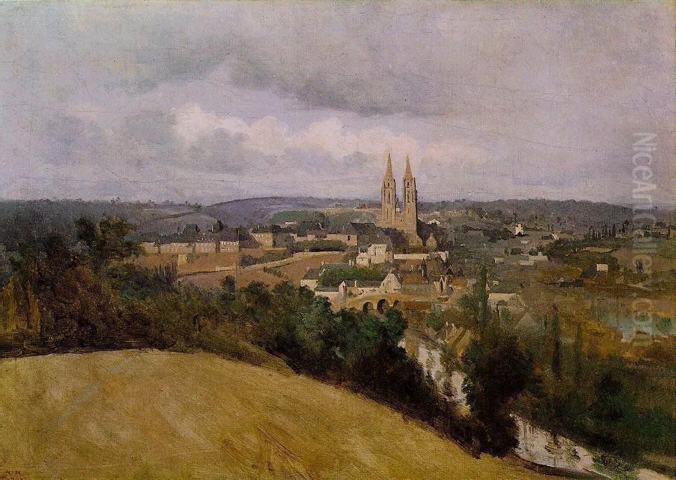 Vue generale de la ville de Saint-Lo. Oil Painting by Jean-Baptiste Camille Corot