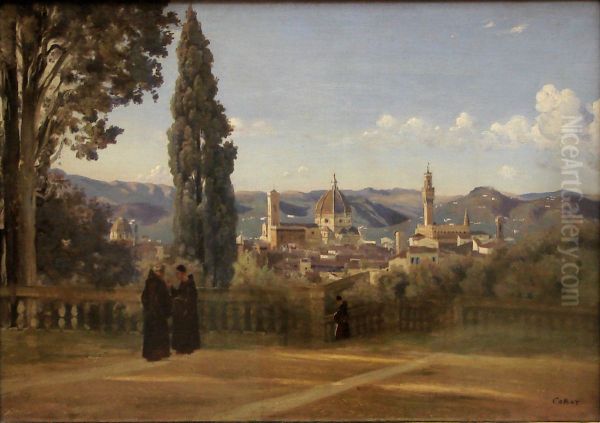 View ofFlorencefrom the Boboli Gardens Oil Painting by Jean-Baptiste Camille Corot
