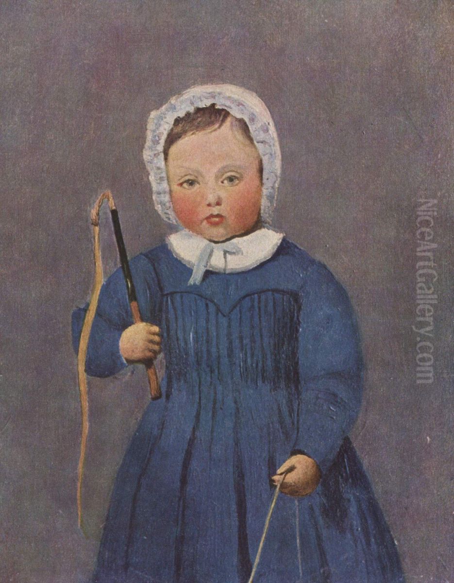 Louis Robert as a child Oil Painting by Jean-Baptiste Camille Corot