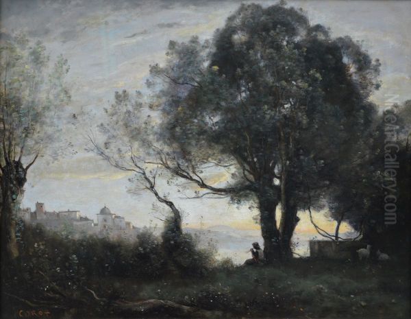 Souvenir de Castel Gandolfo Oil Painting by Jean-Baptiste Camille Corot
