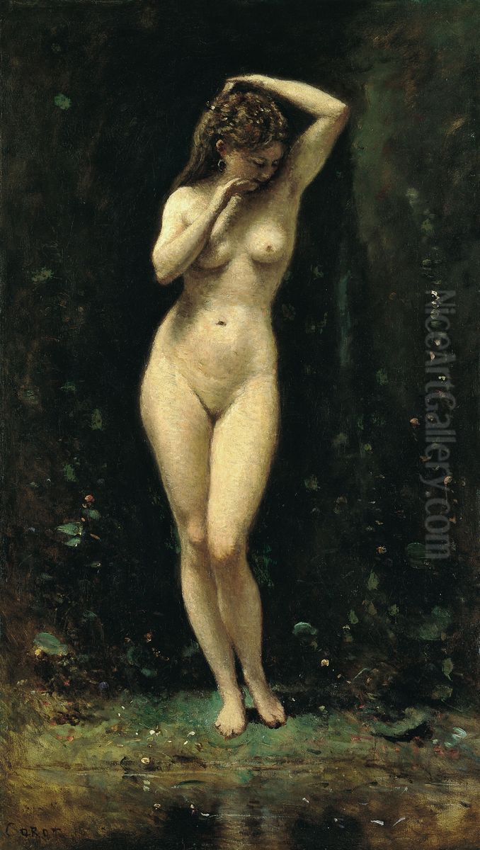 Diana Bathing (The Fountain) Oil Painting by Jean-Baptiste Camille Corot